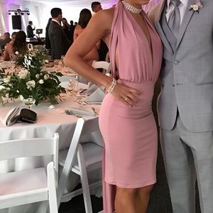 Ruby and Jenna pink midi open back dress
